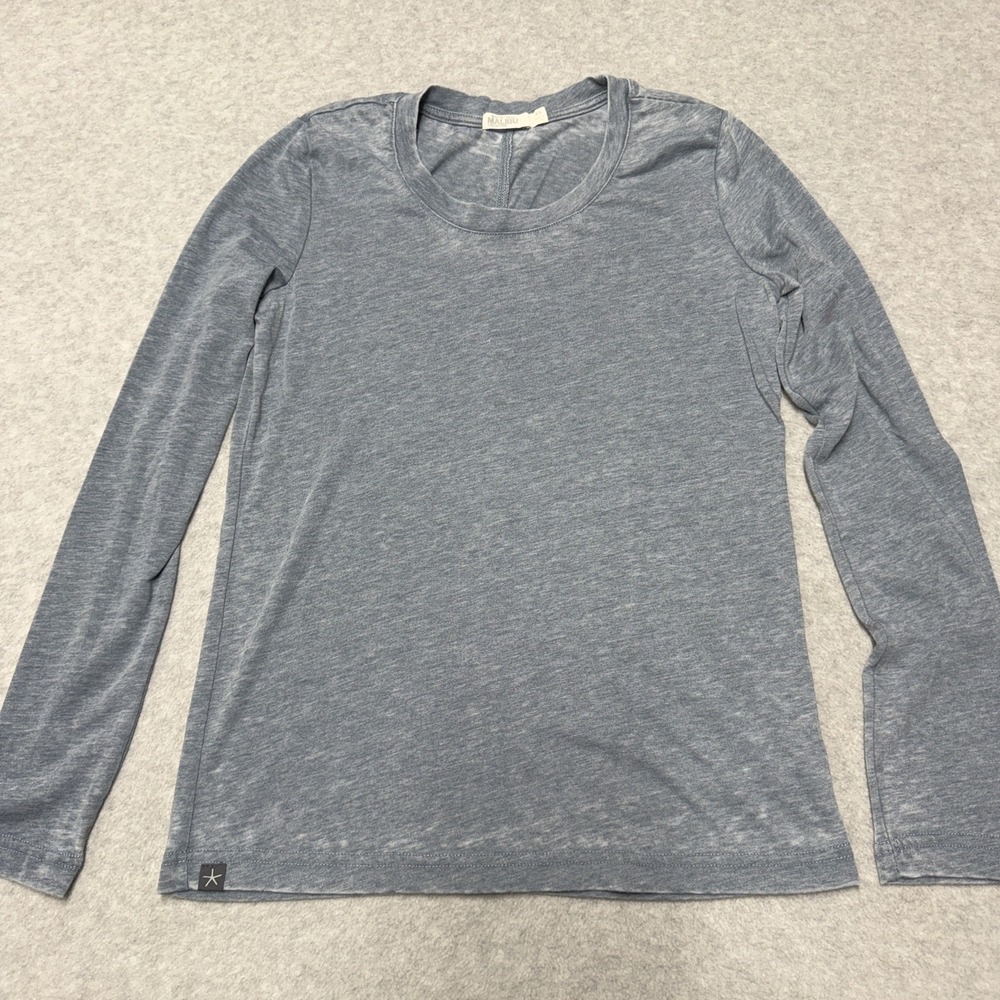 Barefoot Dreams Malibu Collection Shirt Womens XS Gray Crewneck Long Sleeve Tee